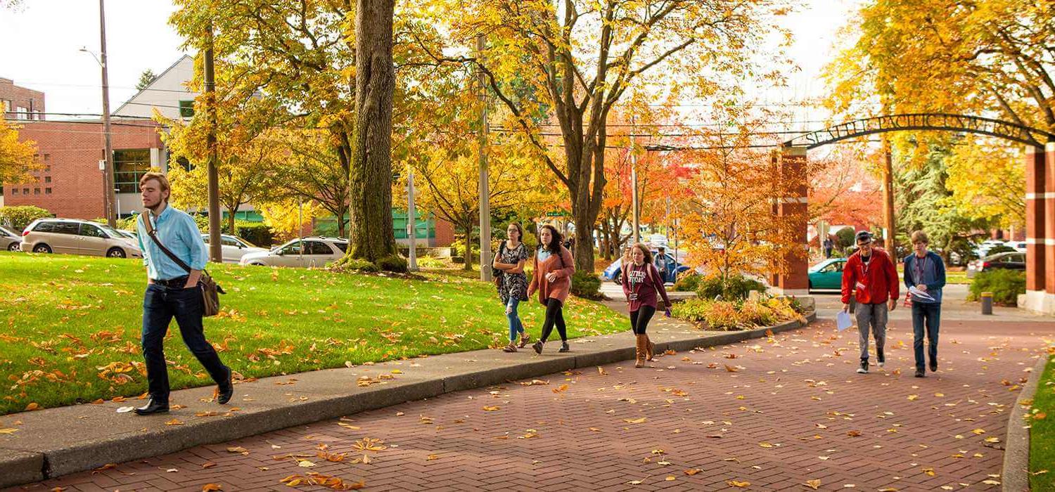 Students walking on campus